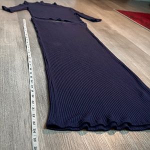 Zara/ Reformation Navy bodycon Two Piece Set